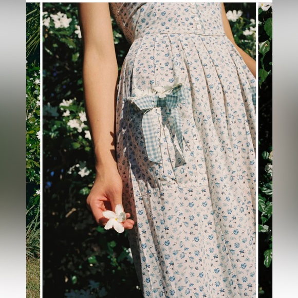 NWT Christy Dawn The Lia Blue Tulip Blue and White Floral Midi Dress large - Picture 3 of 17